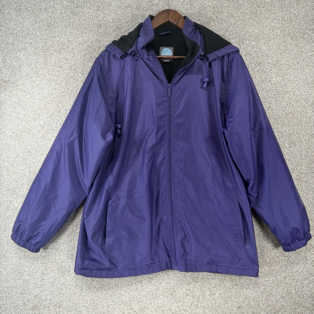 Totes‎ Purple Jacket Women's 18/20 Fleece Lined Light Coat With Hood Spring Fall